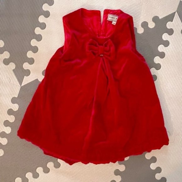 Darcy Brown Velvet Red Dress 9 Months - Picture 1 of 3